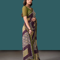 Laxmipati Rudramala Purple Georgette Floral Printed Saree