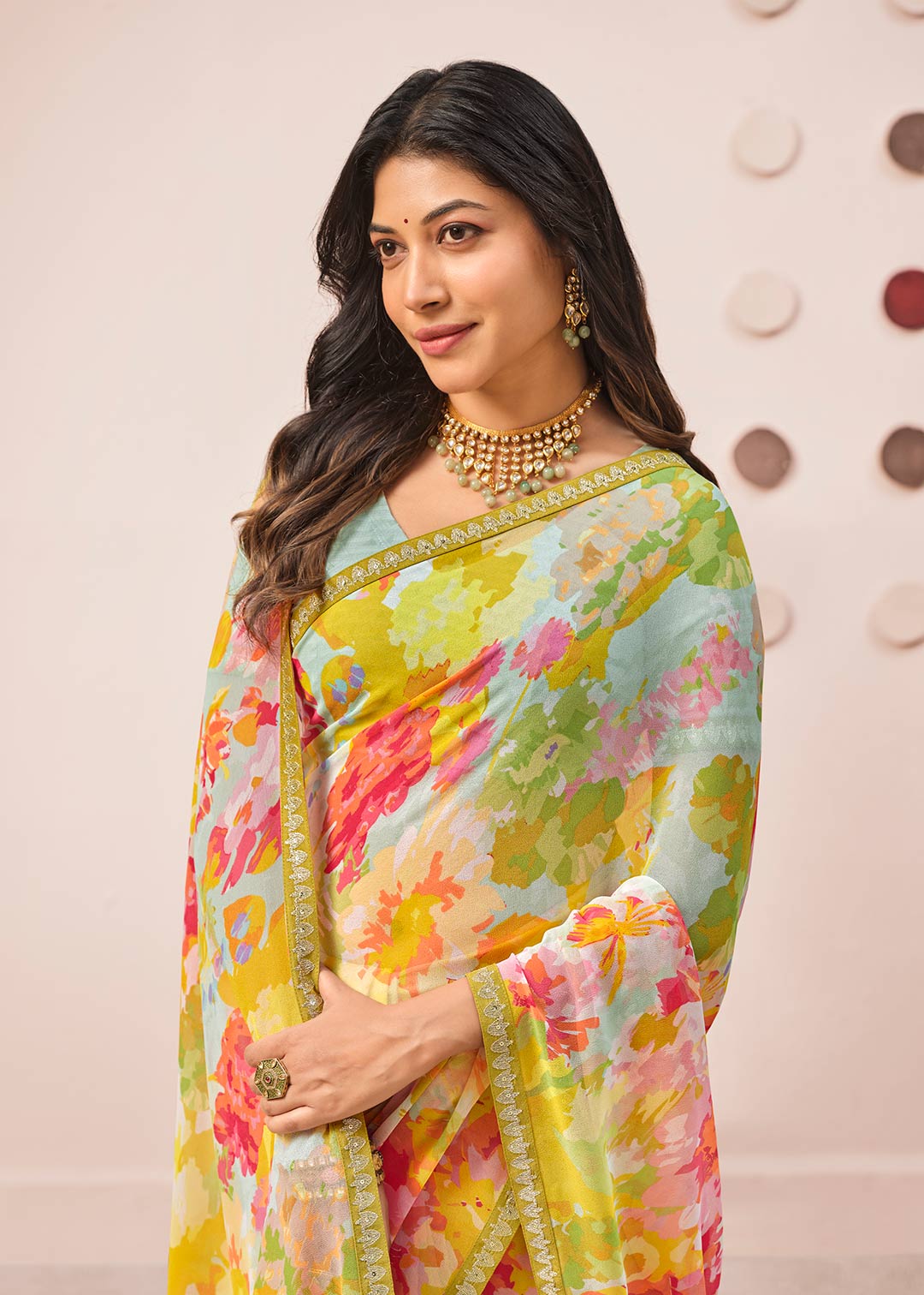 colorful georgette saree