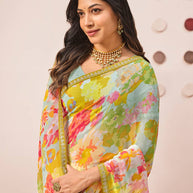 colorful georgette saree