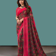 Laxmipati Rudramala Red Georgette Geometric Printed Saree