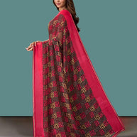 Laxmipati Rudramala Red Georgette Geometric Printed Saree