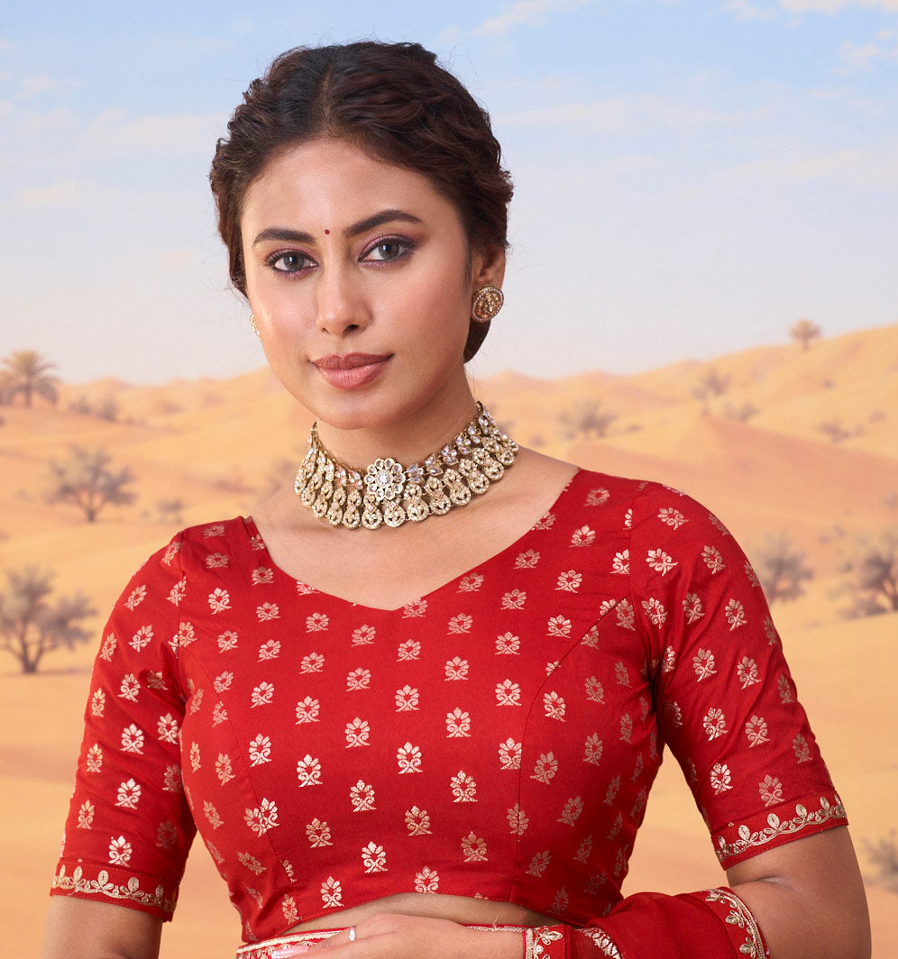red georgette saree