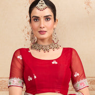 red designer saree