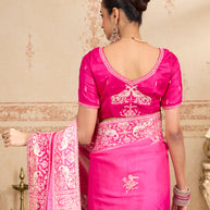 pink organza saree