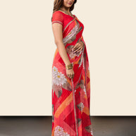 Laxmipati Rudramala Orange Georgette Floral Printed Saree