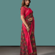 Laxmipati Rudramala Red Georgette Geometric Printed Saree