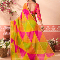 Multicolor printed chiffon saree party wear