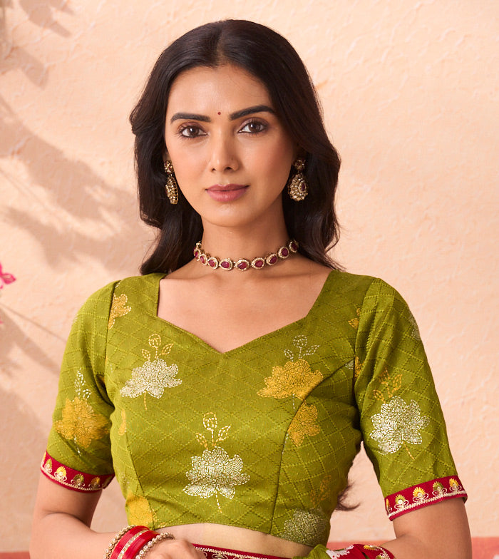 green chiffon saree