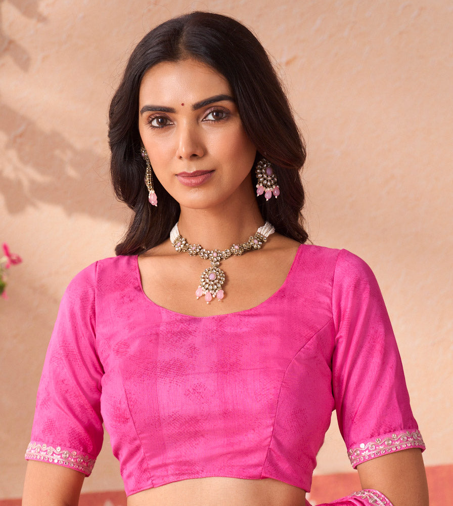 pink colour saree