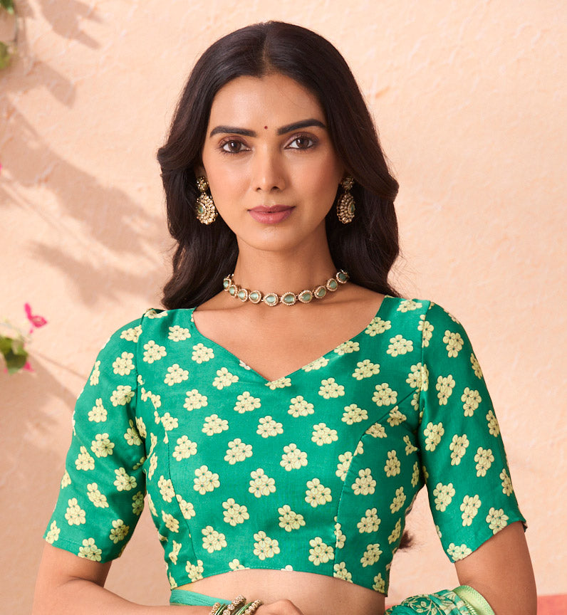 bottle green saree