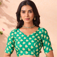 bottle green saree