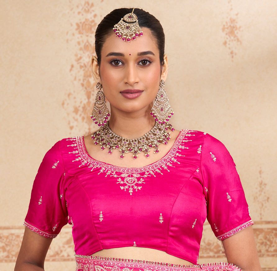 pink designer saree