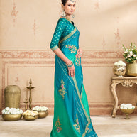 blue designer saree