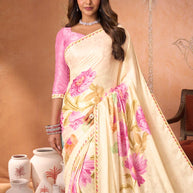 cream colour saree