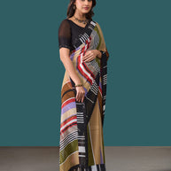 Laxmipati Rudramala Multicolor Georgette Geometric Printed Saree