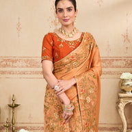 rust orange saree
