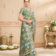 mehandi green saree