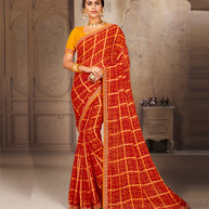 Laxmipati Red Chiffon Sarees