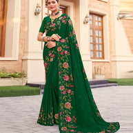 Laxmipati Chiffon Bottle Green Sarees