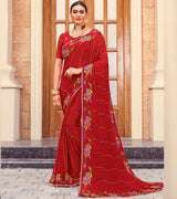 Laxmipati Chiffon Red Sarees