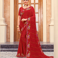 Laxmipati Chiffon Red Sarees