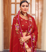 Laxmipati Chiffon Red Sarees