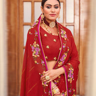Laxmipati Chiffon Red Sarees