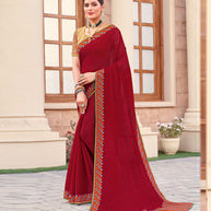 Laxmipati Chiffon Maroon Sarees