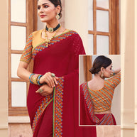 Laxmipati Chiffon Maroon Sarees
