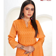 Laxmipati Namrata  Muslin Base Orange Straight Cut Kurti With Pant & Dupatta