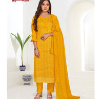Laxmipati Namrata  Muslin Base Marigold Straight Cut Kurti With Pant & Dupatta
