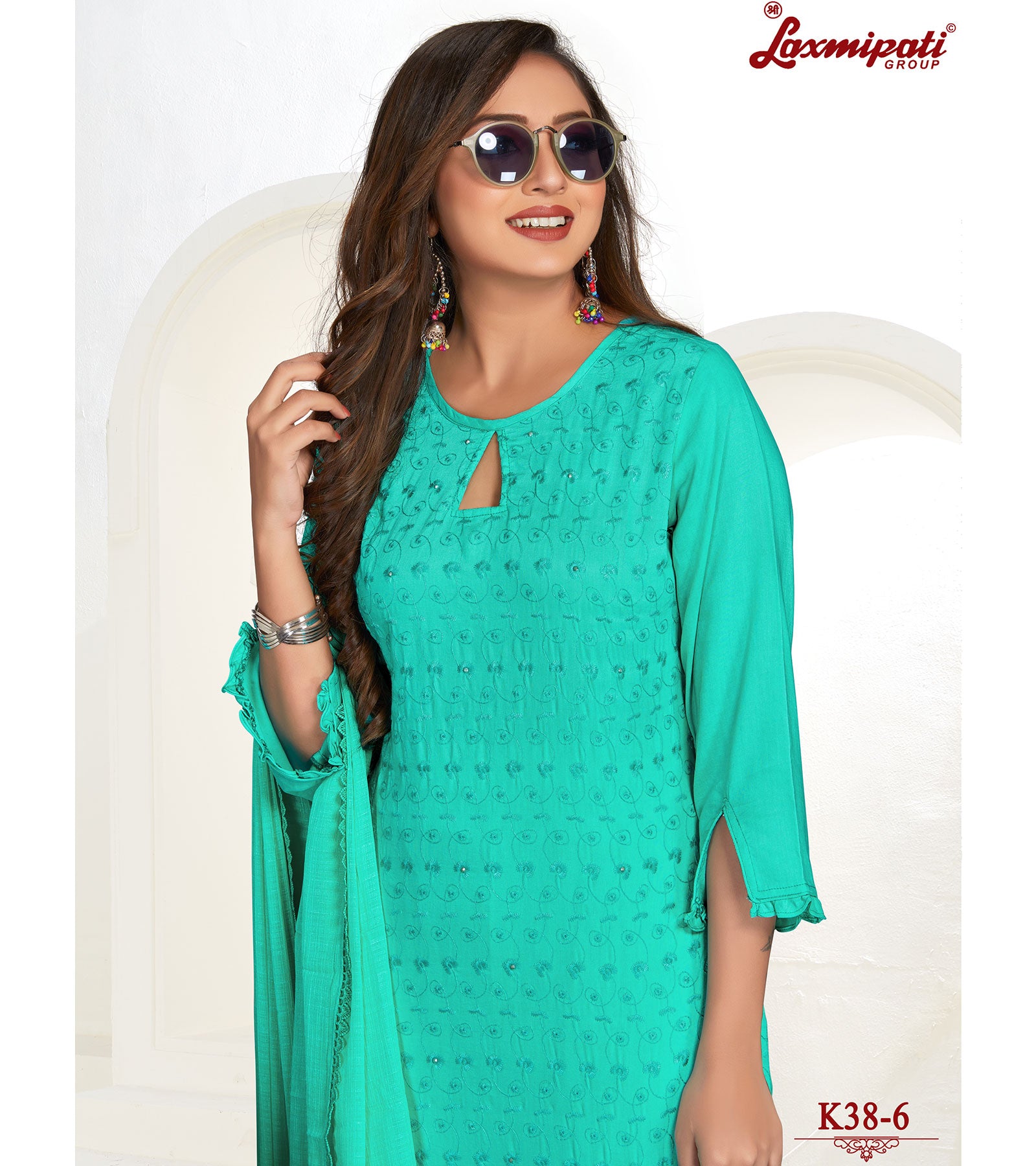 Laxmipati Namrata  Muslin Base Mermaid Straight Cut Kurti With Pant & Dupatta