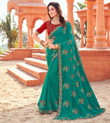 Laxmipati Chiffon Rama Green Saree