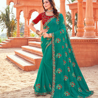 Laxmipati Chiffon Rama Green Saree