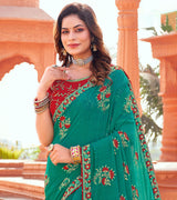 Laxmipati Chiffon Rama Green Saree