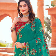 Laxmipati Chiffon Rama Green Saree