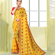 Laxmipati Chiffon Yellow Saree