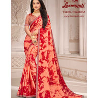 Laxmipati 13458 Swarda Peach Satin Chiffon Diamond Work Saree