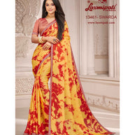 Laxmipati 13461 Swarda Yellow Satin Chiffon Diamond Work Saree