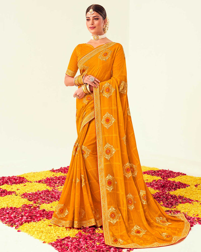 Laxmipati Chiffon Gold Embroidered Saree