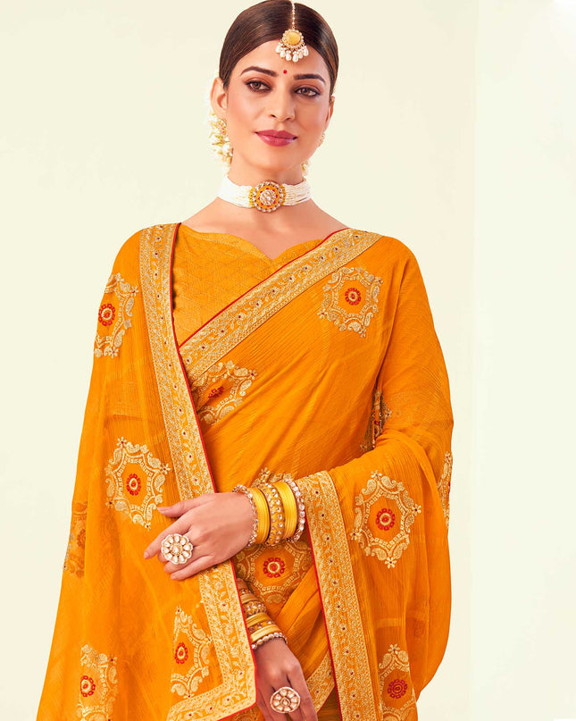 Laxmipati Chiffon Gold Embroidered Saree