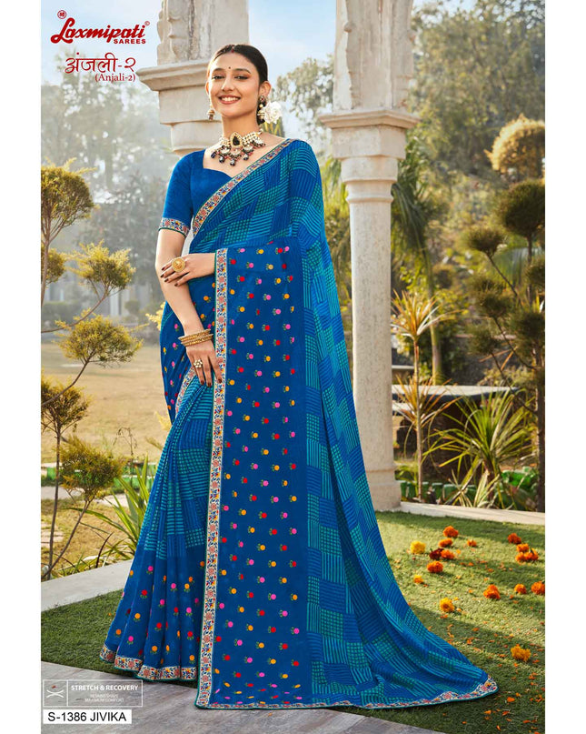 Laxmipati Anjali-2 S-1386 Jivika Chiffon Royal Blue Saree