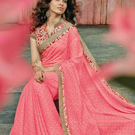 Laxmipati Chiffon Light Peach Sarees