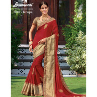 Laxmipati 5069 Krupa Red Satin Silk Saree - Akshara Singh