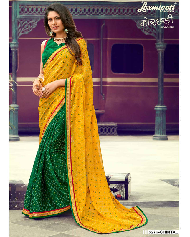 Laxmipati 5276 Chital Chiffon Yellow & Green Saree