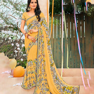 Laxmipati Georgette Light Yellow Sarees