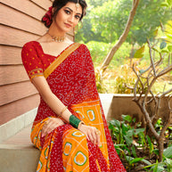 Laxmipati Chiffon Multicolor Bandhani  Saree
