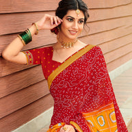 Laxmipati Chiffon Multicolor Bandhani  Saree