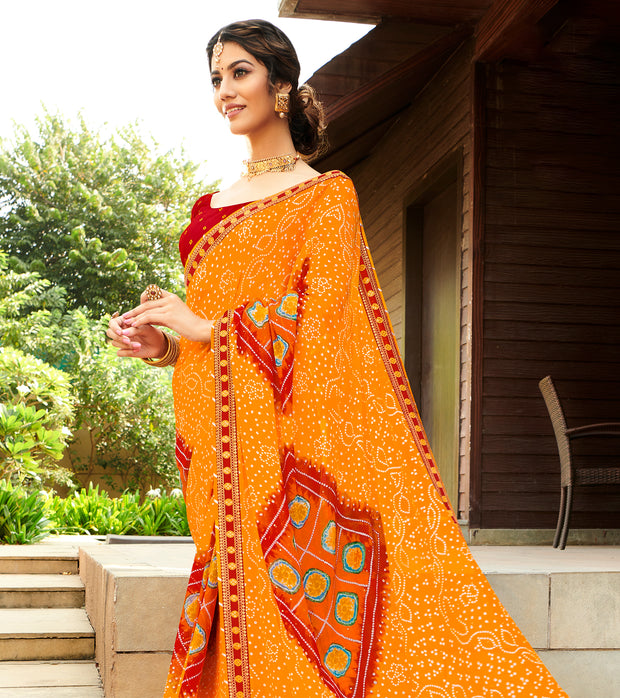 Laxmipati Chiffon Bandhani Saree