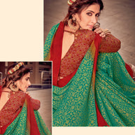 Laxmipati  Brasso Red & Rama  Sarees